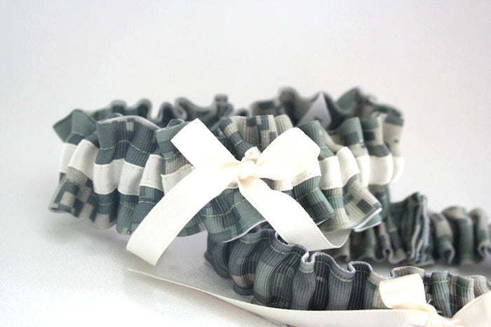 Ivory and Digital Camouflage Garter Set