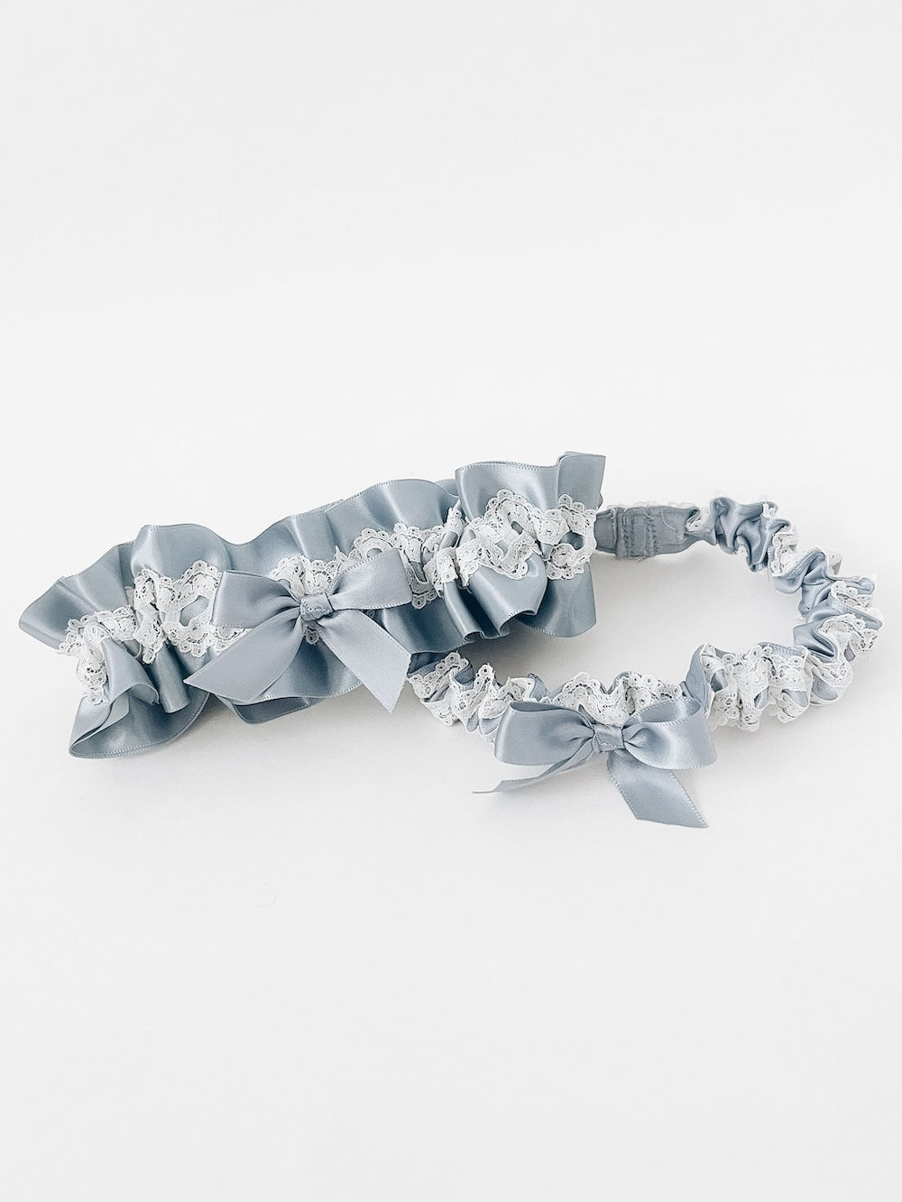 Garter Set: Dusty Blue & Lace with Personalization