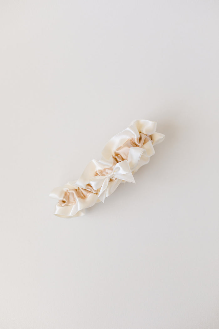 champagne and ivory custom bridal garter