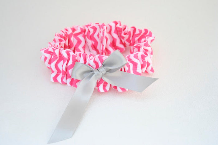 Pink and Gray Chevron Garter