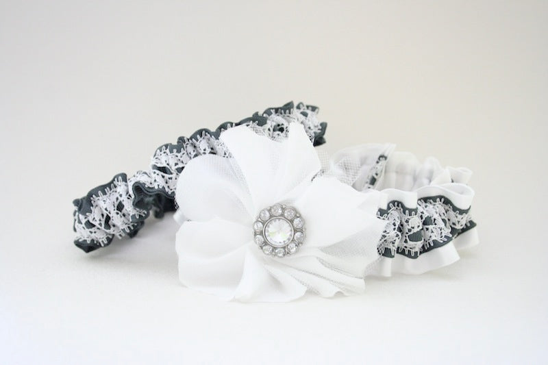 Custom Garter Spotlight: Gray and White Lace Wedding Garter Set