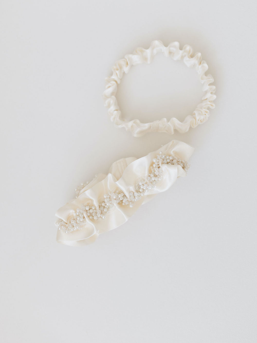 Garter Set: Sparkle, Beads & Pearls with Personalized Embroidery