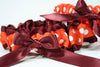 Orange Polka Dot and Maroon Garter Set