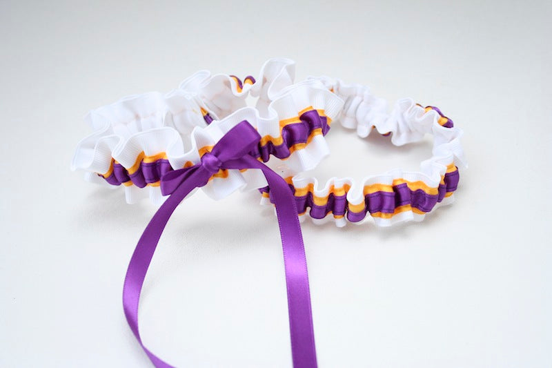 White, Purple and Yellow Garter Set
