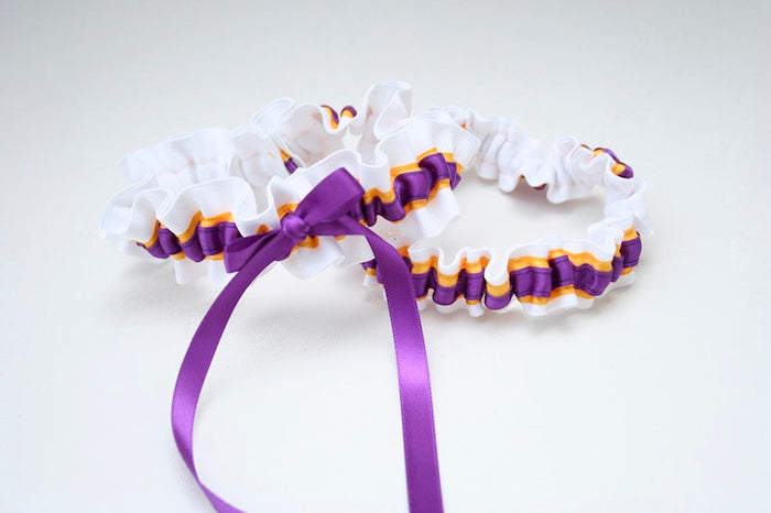 White, Purple and Yellow Garter Set