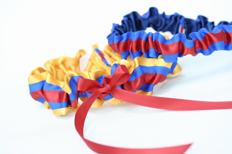 Custom Wedding Garter Inspired by Colombian Flag
