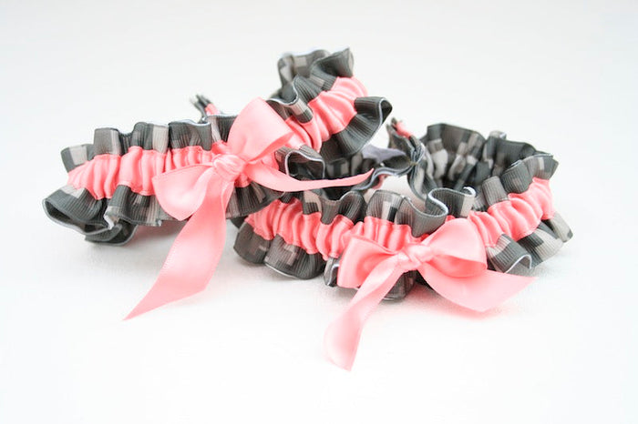 Coral and Camouflage Garter Set