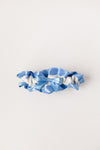 custom wedding garter with cornflower blue and ivory