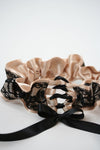Garter: Corset Tie With Champagne and Black Lace