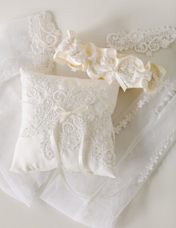 Garter & Ring Bearer Pillow From Mother's Wedding Dress Sleeves