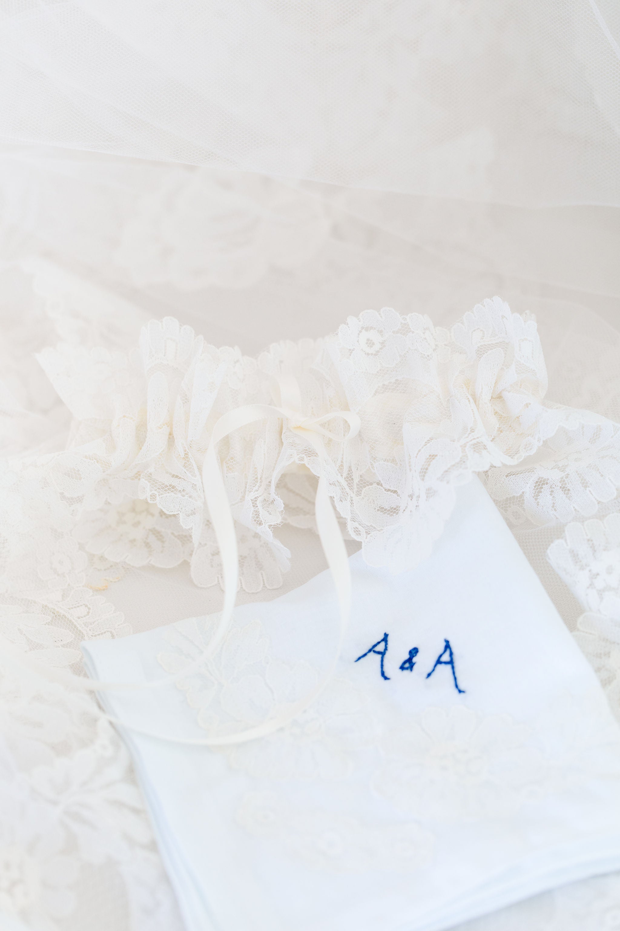 custom wedding garter handmade from bride's mother's veil by The Garter Girl