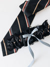 designer wedding garter heirloom with black lace handmade from dad's necktie handmade by The Garter Girl