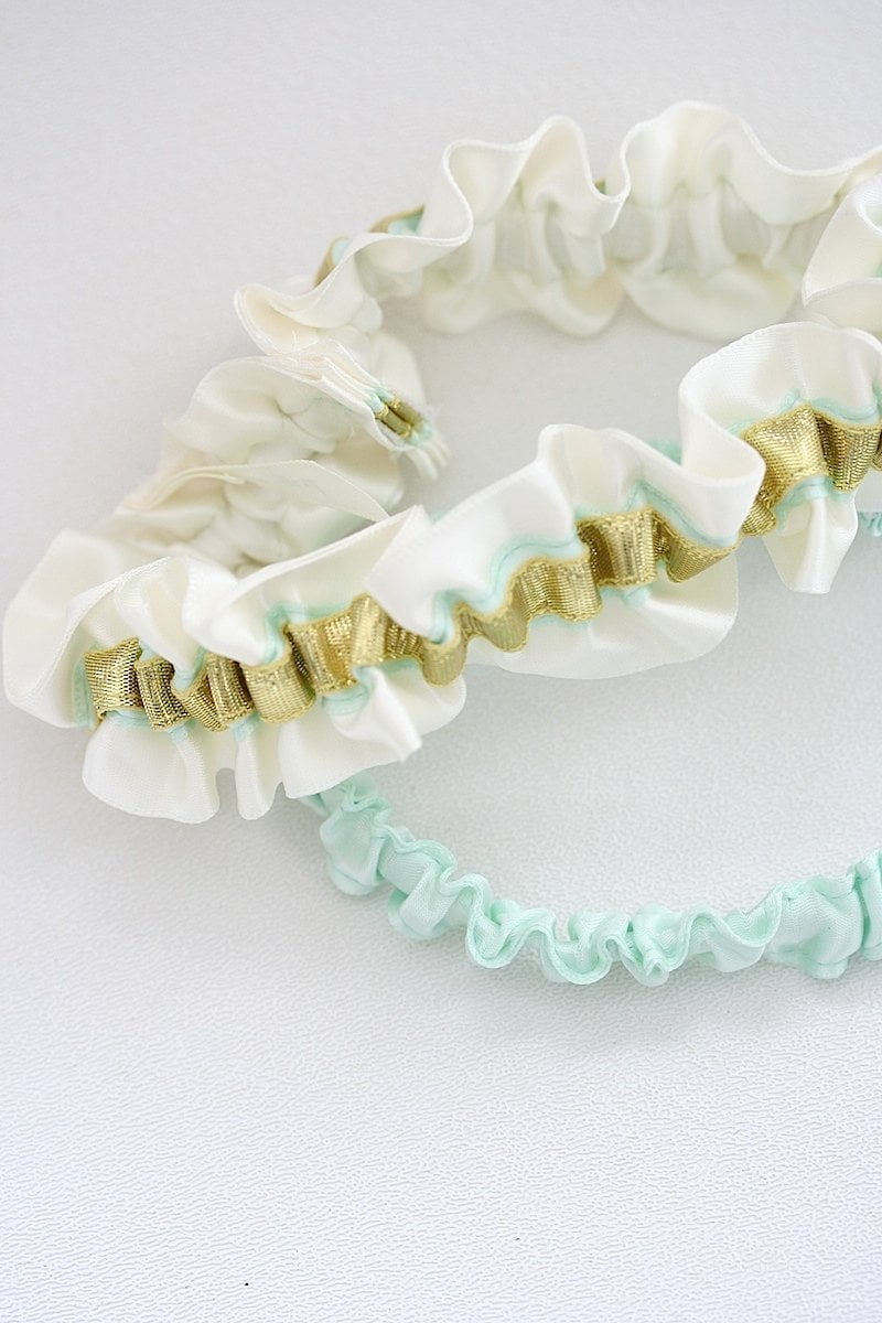 Garter Set: Mint & Gold