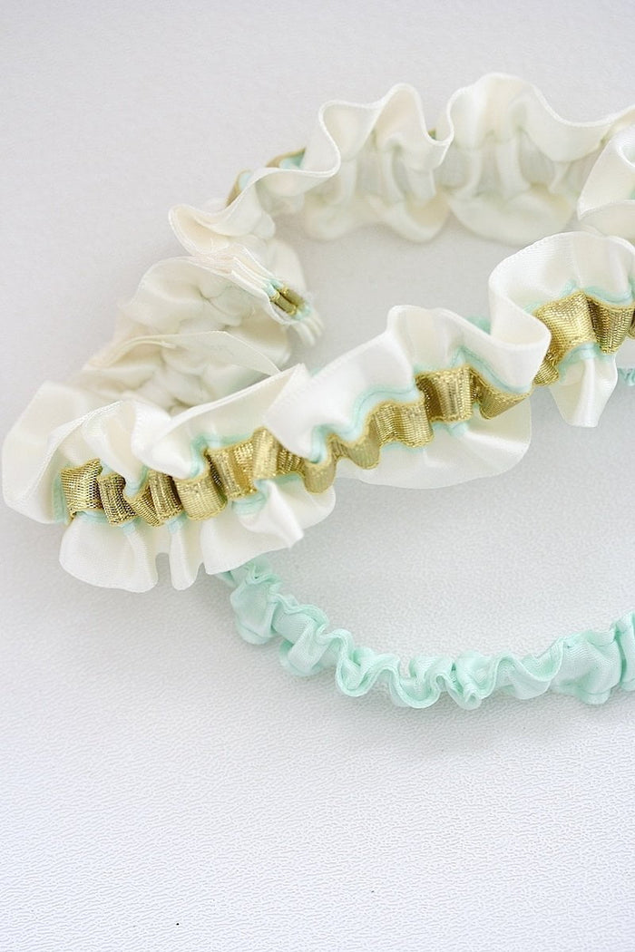 Garter Set: Mint & Gold