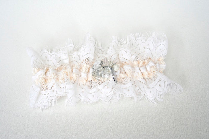 Custom Wedding Garter: Ivory Lace and Sparkle