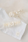 custom garter & hankie made from bride's mother's wedding dress