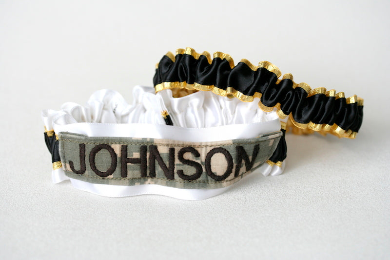 White, Gold and Black Military Garter Set