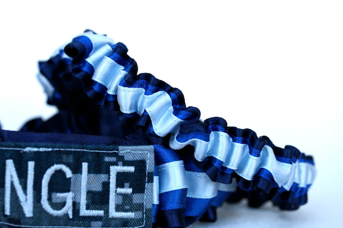 Custom Wedding Garter: Something Blue Military Garter Set