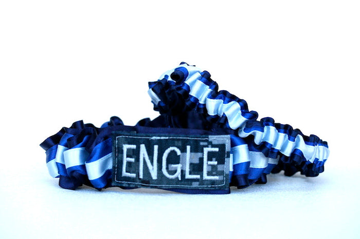 Blue Military Name Tape Garter Set