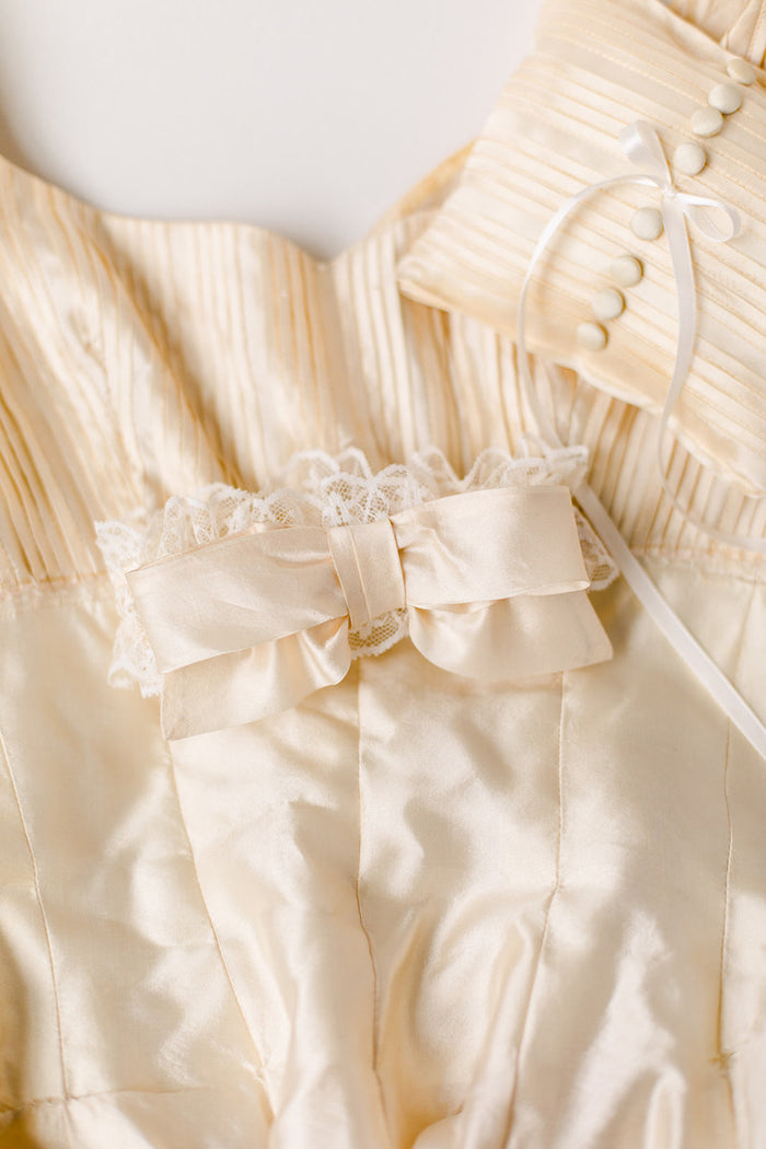 personalized wedding garter and ring bearer pillow made from mother's wedding dress