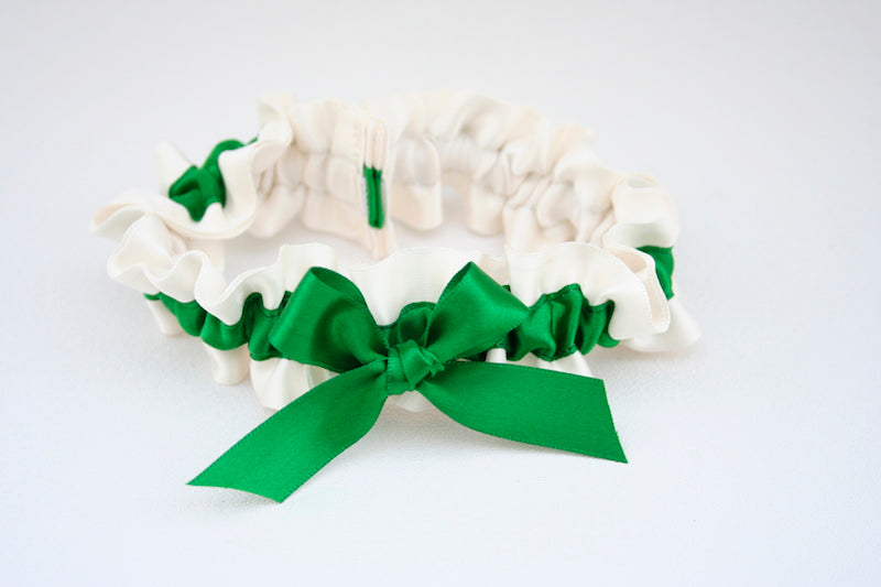 Ivory and Emerald Green Garter