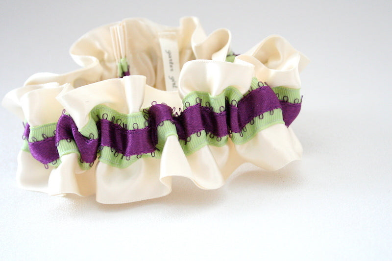 Ivory, Green and Purple Garter