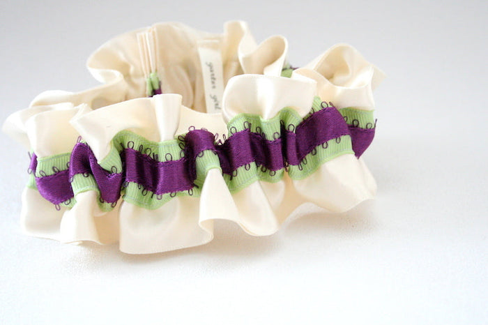 Ivory, Green and Purple Garter