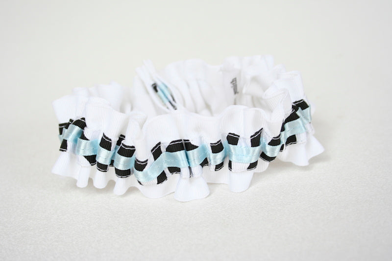 Black and White Zebra Striped and Light Blue Garter