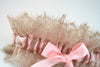 Champagne Sparkle Lace and Pink Garter