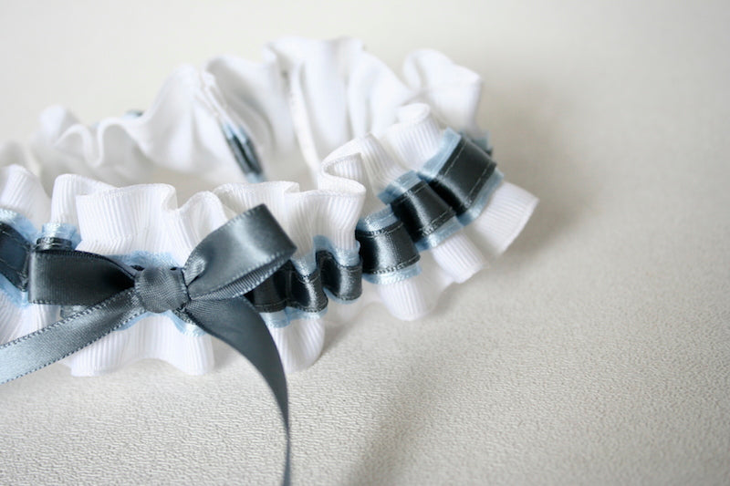 White, Blue and Gray Garter