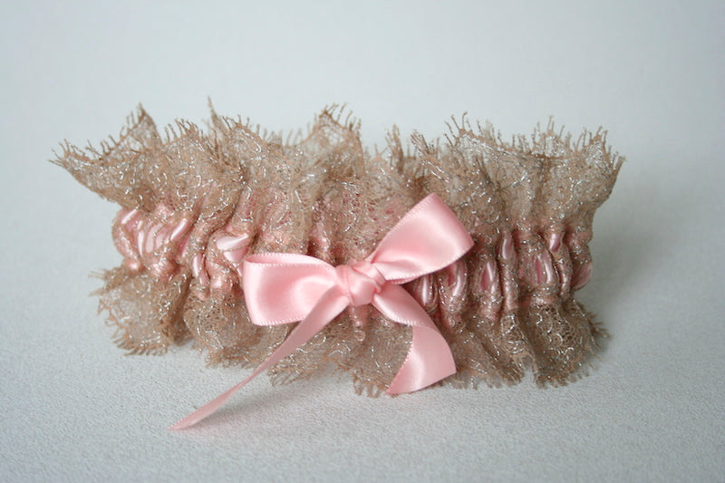 Pink and Metallic Lace Garter