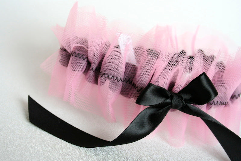 Pink Tulle and Black Garter