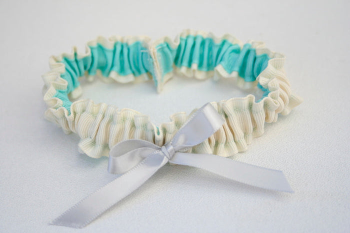 Ivory, Gray and Aqua Garter