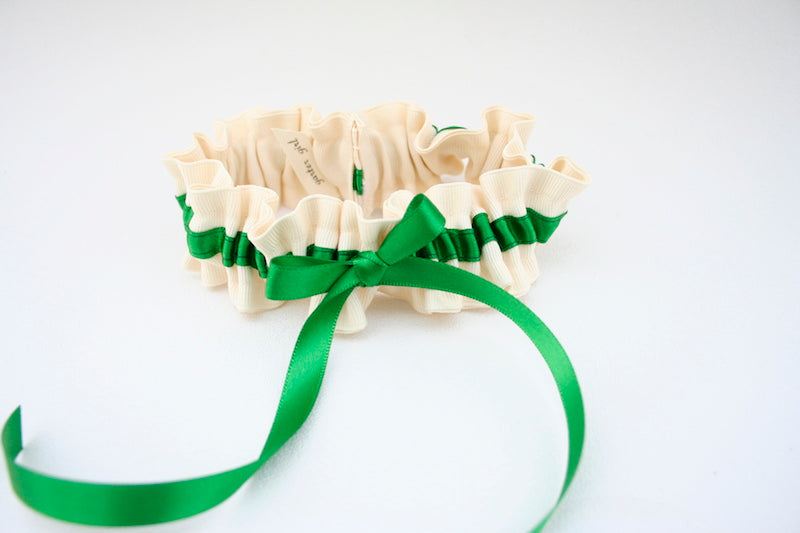 Ivory and Emerald Green Garter