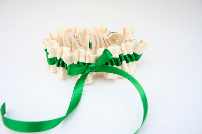 Ivory and Emerald Green Garter