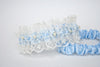 Ivory Lace, Pearl and Blue Garter Set