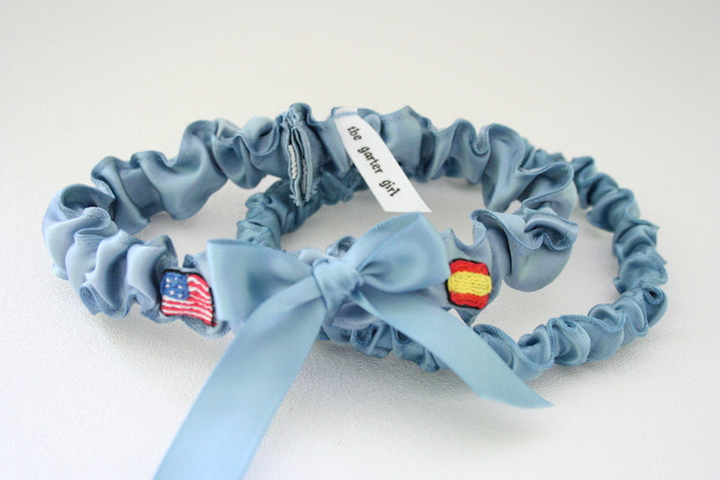 Blue Patriotic Embroidered Garter Se