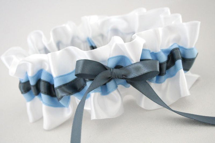 White, Blue and Gray Garter