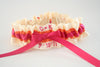 Ivory, Orange and Hot Pink Embroidered Garter