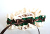 Ivory, Brown and Green Embroidered Garter Set