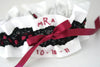 White, Black Lace and Wine Personalized Garter
