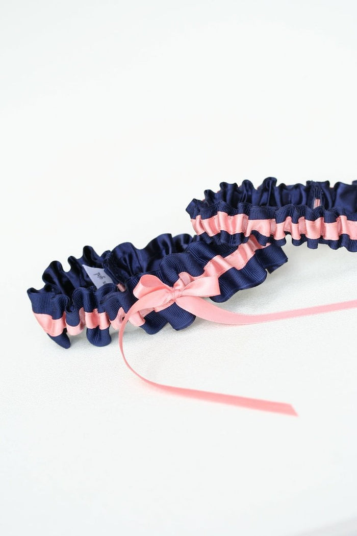 Navy and Coral Garter Set