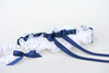 White Lace, Mint and Navy Garter Set