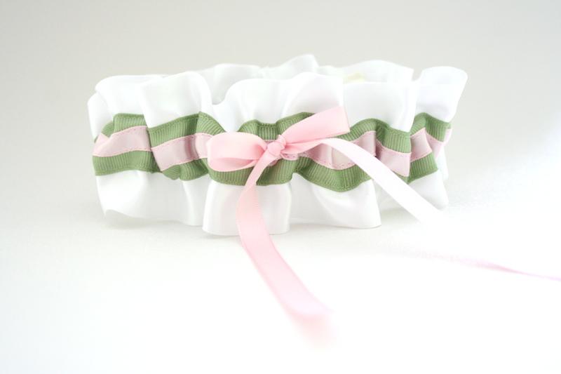 White, Sage Green and Pink Garter