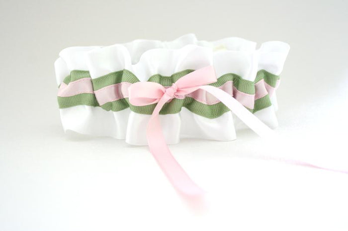 White, Sage Green and Pink Garter