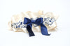 Custom Wedding Garter: Ivory Lace and Navy Blue