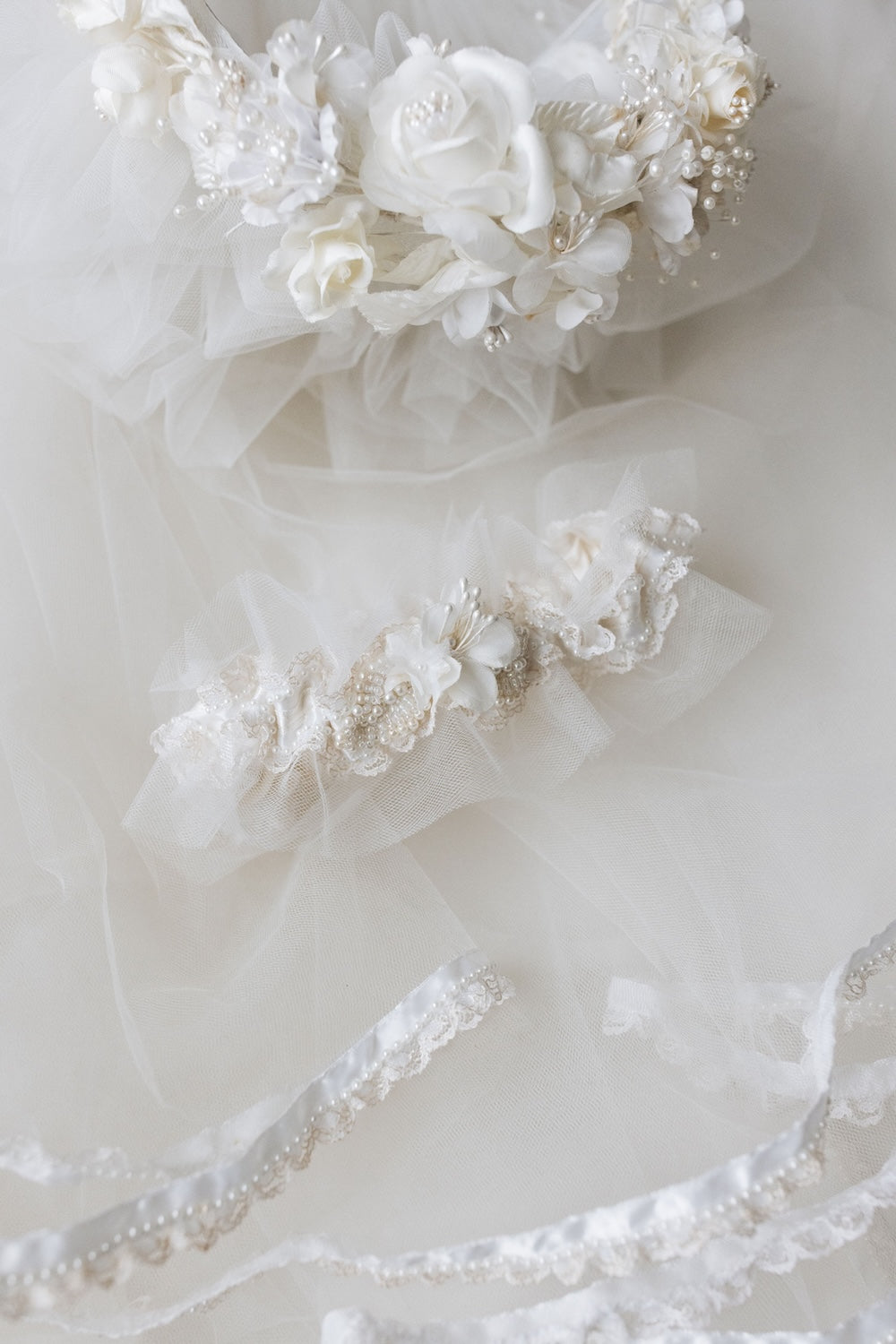 tulle wedding garter heirloom handmade from mother's veil by wedding expert The Garter Girl