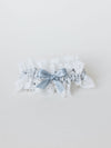 classic custom blue wedding garter with ivory lace handmade by The Garter Girl