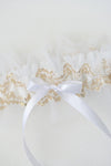 Garter: Gold Lace, White & Tulle