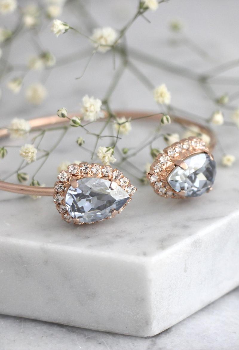 Dusty Blue Cuff Bracelet Something Blue for Bride